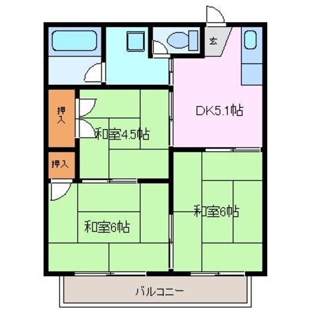 赤堀駅 徒歩12分 2階の物件間取画像